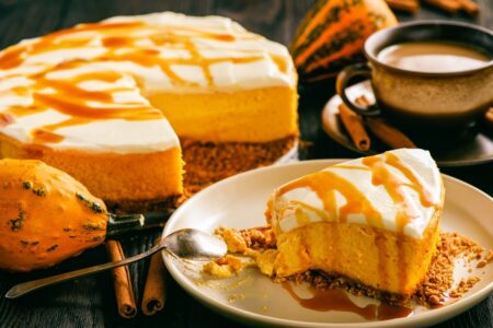 Vegan Frosted Pumpkin Pie Cake Recipe - like a pumpkin pie, meets a pumpkin cheesecake, meets a layer cake - it's amazing!