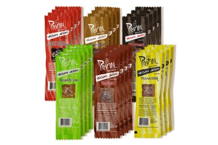 Primal Spirit Vegan Jerky Reviews and Info - meatless plant-based jerky in six flavors and several bases. High protein.
