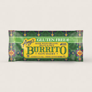 Amy's Vegan Frozen Burritos & Wraps Reviews and Info. Over a dozen dairy-free varieties, with gluten-free and soy-free options. Pictured: Gluten-Free, Non-Dairy Burrito