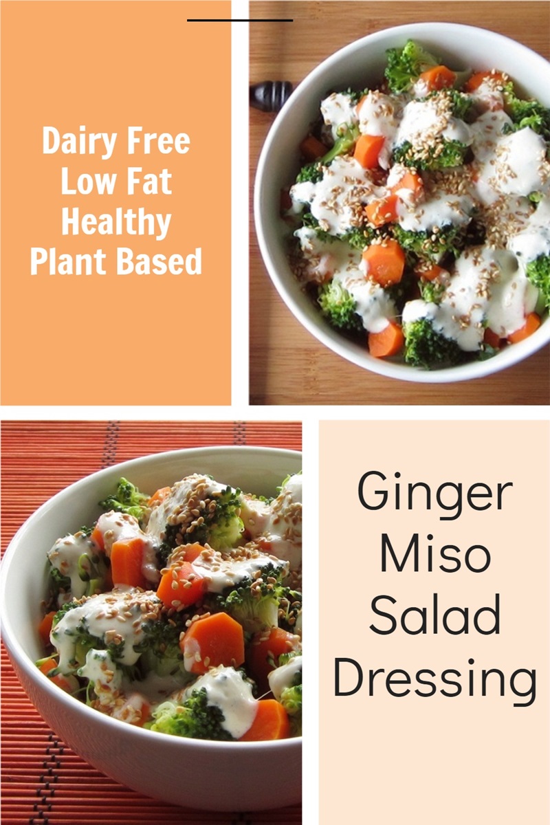 Creamy Ginger Miso Salad Dressing Recipe made Dairy-Free and Healthy - low fat, low oil, high protein, gluten-free, and plant based!