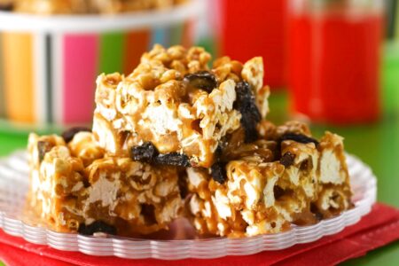 Peanut Butter Popcorn Bars Recipe - dairy-free, gluten-free & vegan