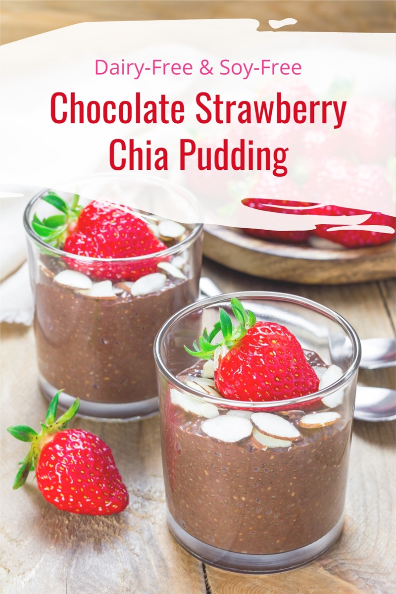 Dairy-Free Chocolate Strawberry Chia Pudding Recipe Worthy of Breakfast or Dessert - naturally plant-based, gluten-free, coconut-free, and soy-free. Versatile - can use other fruits!