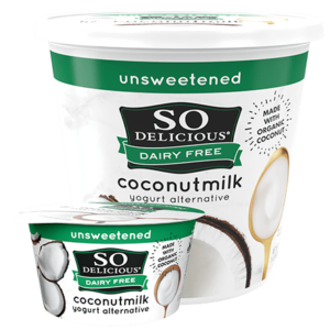 So Delicious Dairy Free Coconut Milk Yogurt Reviews and Information (Dairy-Free, Soy-Free, Gluten-Free, and Vegan). Pictured: Unsweetened Plain