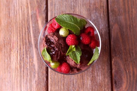 Vegan Chocolate Raspberry Ice Cream Recipe (just 4 ingredients!)