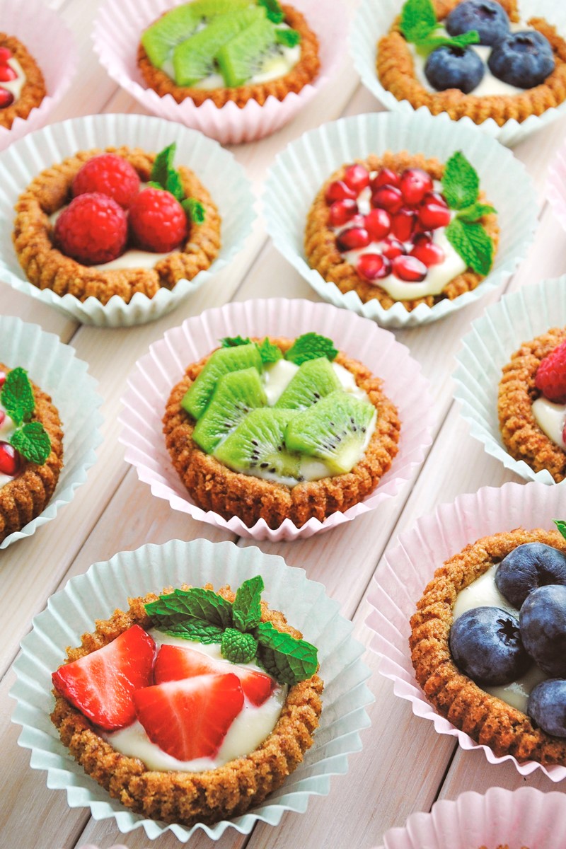 Paleo Fruit Tarts Recipe with Dairy-Free Custard and Grain-Free Cookie Crust - gluten-free, refined sugar-free, dairy-free