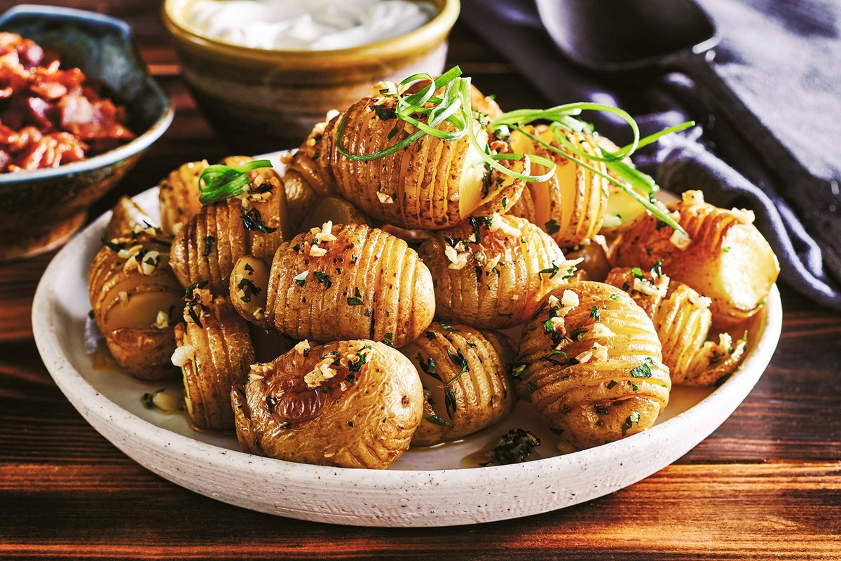 Dairy-Free Mini Hasselback Potatoes Recipe - also plant-based, gluten-free, optionally vegan, and allergy-friendly! Impressive, delicious, easy side dish or small plate.